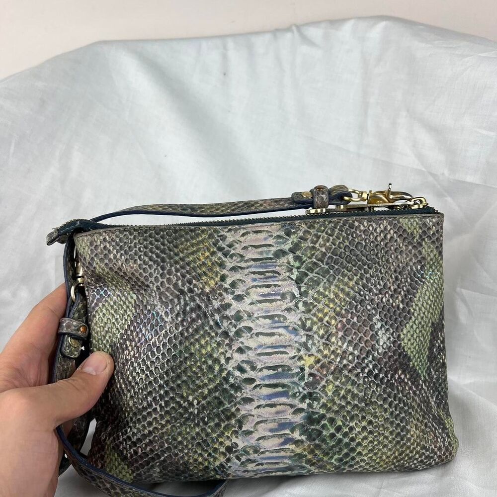 Brahmin Carrie Crossbody Moonstone Seville Leather Snakeskin Bag Rare - Picture 4 of 8